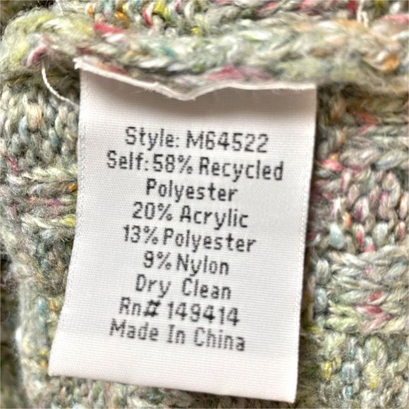 Calme x Johnny Was Sage Basket Weave Poncho - One Size - Picture 8 of 8